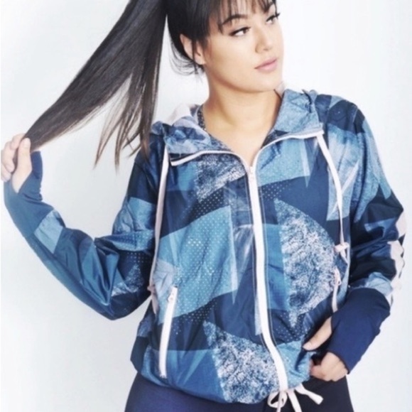 Zyia Active Radical Bomber Hooded Jacket Pale Pink and Blue Estimated Sz M - Picture 1 of 10